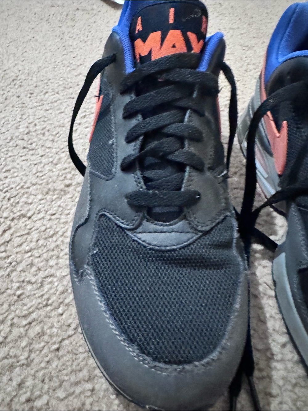 Men’s Nike Air Max Sneakers Size 12 Black Blue Orange – Fair Used Condition - Picture 8 of 10